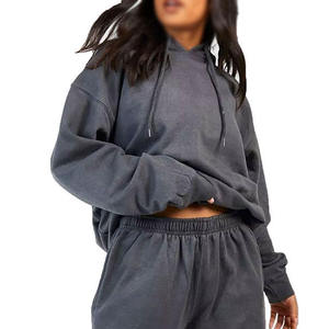 Conjunto de Dos Piezas de Forro Polar para Mujer, Estilo Vintage, Color Sólido, Top Corto y Pantalones de Corte Regular, Suave para Uso Diario - Product Image 2