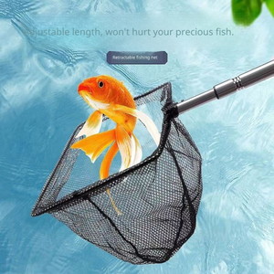 Filet de pêche télescopique en acier inoxydable pour aquarium, manche long extensible, filet d'atterrissage pour poissons rouges, betta, outil de nettoyage de réservoir, fournitures - Product Image 2