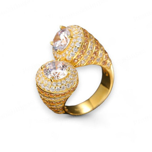 Double Halo Diamond <b>Ring</b> S925 Sterling Silver Two Tone <b>Iced</b> Out Luxury Hip Hop <b>Ring</b> for Unisex Elegant Moissanite <b>Ring</b> Jewellery - Product Image 3