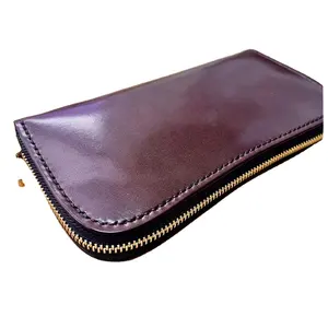 Top Quality Genuine Leather Handmade Wallet With Zipper Top Indian Supplier Manufacturer