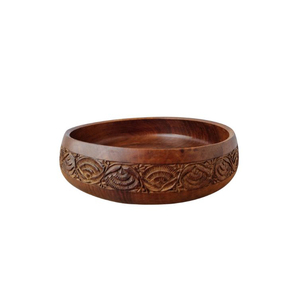 Bol de service vintage en bois de Sheesham, écologique, fait main, durable et personnalisable pour fruits et salades - Décoration polyvalente, cadeau de cuisine - Product Image 1