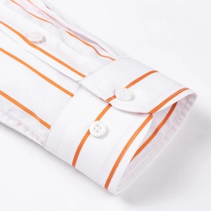 Chemises décontractées pour hommes de haute qualité 100% coton velours respirant uni teint à la mode avec poche plaquée manches longues coupe standard - Product Image 4