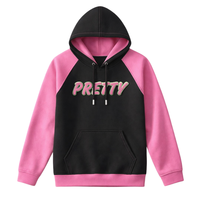 Sweat-shirt à capuche à manches raglan pour femme, imprimé personnalisé, avec badge frontal, thème Sororité Grecque, pour l'hiver, coloris Rose et Vert