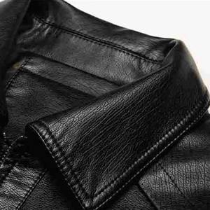 Men Slim Fit Leather Jacket Trendy Motorcycle Clothes Stand <b>Collar</b> Leather <b>Clip</b>-on Coat Casual Style - Product Image 6