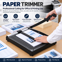 Coupe-papier manuel A4, guillotine à papier avec base en métal, guide réglable et barre de maintien du papier pour le bureau et l'école