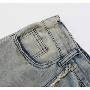 2025 personnalisé rue Denim lavé Bermuda Shorts nouvel été solide Vintage brodé Logo décontracté respirant séchage rapide - Product Image 6