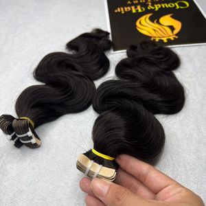 Extensions de cheveux 100% naturels à bandes adhésives, invisibles, fines, ondulées, prix de gros, haute qualité - Product Image 1