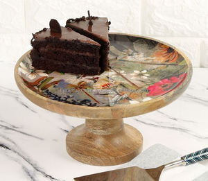 ที่ตั้งเค้กไม้มะม่วงขัดเงาดีไซน์ช่างฝีมือสำหรับโชว์เค้กผลไม้ชีสของที่ระลึกสไตล์ชาวเรือหรือความรัก - Product Image 1