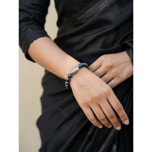 Black Onyx <b>Beaded</b> <b>Bracelet</b> Lover Number Ball Patterns Trendy Vintage Religious Style Main Stones Including Pearl Diamond Agate - Product Image 1