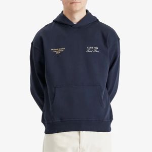 Sudadera con capucha azul de gran tamaño 100% algodón 380 GSM Fleece Impreso en la parte delantera y trasera Premium Urban Streetwear y moda Retro - Product Image 2