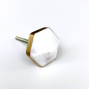Perillas de mármol más vendidas de color dorado y blanco con tamaño de forma de color personalizado Hecho en artículo de India - Product Image 2
