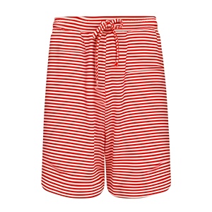 <b>Men's</b> Red <b>White</b> Striped Board Shorts Mid Waist Drawstring Quick Dry Casual Bermuda Swim Trunks - Product Image 1