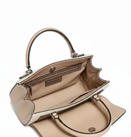 Sac à main de luxe vintage pour femme, en cuir beige et marron, avec poignée de créateur, fermeture éclair structurée, résistant à l'eau