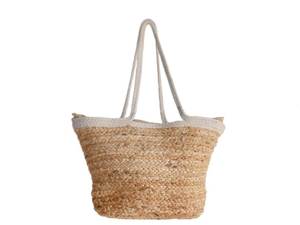 Bolso de mano de yute de lujo de diseñador para mujer, bolsos de compras de playa con asa larga en lona de algodón de yute trenzado con logotipo personalizado, venta al por mayor - Product Image 2