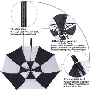 47/54/62/68 Inch 150cm Golf Oversize Extra <strong>Large</strong> Double Canopy <strong>Umbrella</strong> 8 Ribs <strong>Windproof</strong> and Waterproof - Product Image 3