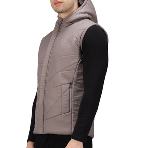 Gilet à capuche en duvet avec logo personnalisé pour hommes-Veste d'hiver chaude et respirante de qualité supérieure à demi-manches pour l'extérieur - Product Image 6