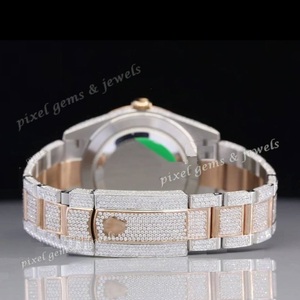 Men's Watch Full Diamond Top Selling <b>Waterproof</b> <b>Wristwatch</b> Calendar Stainless Steel Band Quartz Watch. - Product Image 3
