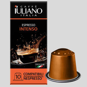 กาแฟอิวลิอาโน เอสเพรสโซ อินเทนโซ 10 แคปซูลกาแฟอาราบิก้า รสหวานและมีคาเฟอีน สำหรับเครื่องชงกาแฟเนสเพรสโซ - Product Image 1