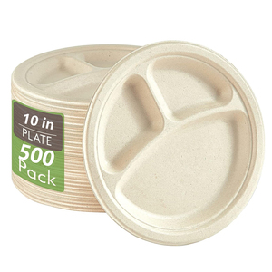 Đĩa ăn sinh học phân hủy được <span class=keywords><strong>3</strong></span> ngăn Bioking, mẫu miễn phí, không chứa BPA, làm từ bã mía, dùng một lần, dùng cho tiệc, nhà hàng, giao hàng tận nơi (DDP) Mỹ. - Product Image 3