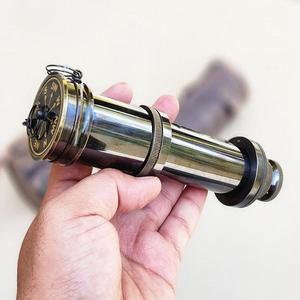 Télescope en laiton nautique avec options de boîtier en cuir et en bois, style vintage, noir/brun, fait à la main pour la décoration intérieure, artisanat Calvin - Product Image 1