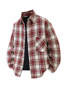 Crown Gate International <b>Men's</b> Black <b>White</b> Solid Flannel <b>Shirt</b> <b>Long</b> <b>Sleeve</b> Casual V-neck Summer Wear 100% Polyester Front Logo - Product Image 4