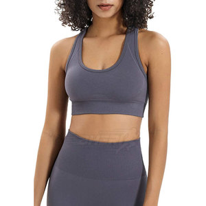 Conjunto de Yoga sólido sin costuras de 2 piezas para mujer de alta calidad para gimnasio Fitness-Spandex/algodón de secado rápido y transpirable - Product Image 5