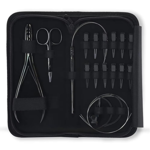 ชุดอุปกรณ์ต่อผมแบบมืออาชีพ สีดำด้าน พร้อมลูกปัด คลิป ห่วง ตัวแบ่งผม คีมสำหรับต่อผมแท้ - Product Image 1