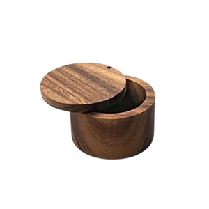 Boîte à sel, poivre et épices de forme ronde au design simple avec un récipient en bois de qualité supérieure pour l'utilisation dans les hôtels et les restaurants - Product Image 4