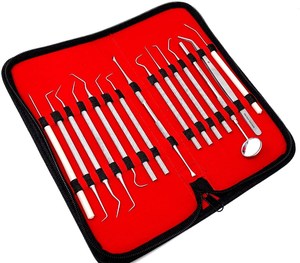 Juego de regalo de higienista dental de acero inoxidable de 15 piezas Kit de sonda de precisión con pinzas y espejo, perfecto para graduados de odontología - Product Image 1