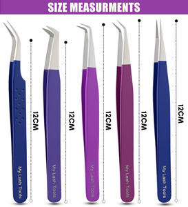 Pince à épiler pour cils incurvés en gros Extension de cils personnalisée Pince à épiler à pointe en fibre Pince à cils en acier inoxydable - Product Image 3