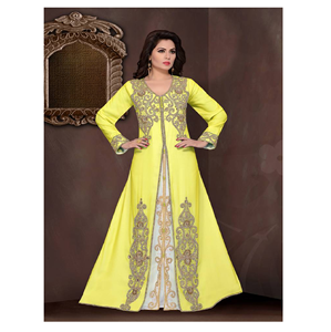 Ensemble de caftan islamique moderne et modeste ensemble de hijab brodé en georgette pour la fête quotidienne des femmes utilisation de la prière de l'Aïd musulman traditionnel - Product Image 1