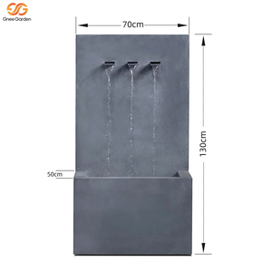 Fontaine de jardin rectangulaire durable en métal noir à 3 jets, rideau de pluie, CE, à brancher, pour extérieur - Product Image 6