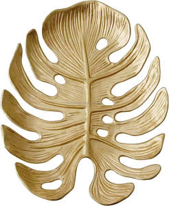 Plateau à bijoux et porte-bagues en métal en forme de feuille de Monstera Art Déco en aluminium - Product Image 1