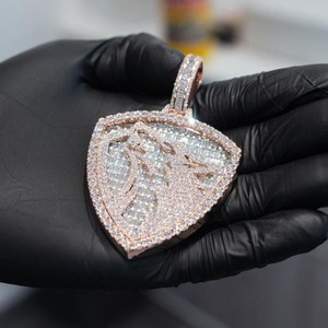 Pendentifs et breloques en diamant Moissanite VVS Hip Hop glacés, pendentif personnalisé plaqué or rose 14k 18k pour hommes et femmes - Product Image 2