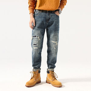 กางเกงยีนส์เดนิมน้ำหนักเบา สไตล์ใหม่ ขายดีประจำปี 2025 ทรงตรงหลวมสไตล์ฮาเร็ม ขาดๆ เซอร์ๆ ระบายอากาศได้ดี สำหรับผู้ชาย - Product Image 5