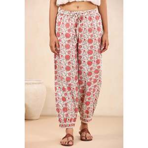 Pantalones Anchos Casuales para Mujer Firdous Kaiza Jhaal Cotton Izhaar, Transpirables, Ligeros, Cintura Elástica, Talla XL - Product Image 1