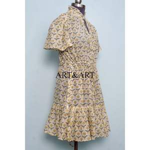 Robe Courte Bohème en Coton Imprimé Floral à Manches Courtes pour Femme Style Indien – Idéale pour Tenue Formelle, Décontractée, Douce, Respirante et Plage - Product Image 5