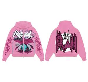 Sudadera con capucha desgastada recortada de la mejor calidad para hombre-Sudadera de estilo chaqueta de calle personalizada con doble cremallera - Product Image 5