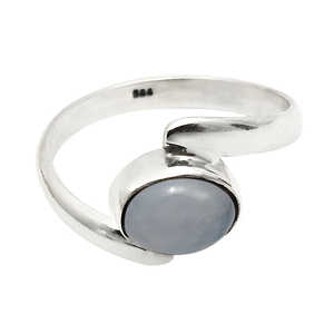 Bague en chalcédoine naturelle de forme ovale, faite à la main, en argent sterling 925 massif, bijoux bohèmes raffinés, vente en gros - Product Image 1