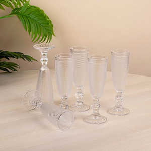 Ensemble de 6 verres à pied texturés transparents, verrerie haut de gamme pour vin, champagne, bière - Product Image 1