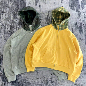 HD2483 Sur mesure 600 g/m² Sweat à capuche zippé ample de créateur, coupe carrée, avec logo brodé et impression DTG, en tissu éponge de haute qualité - Product Image 1