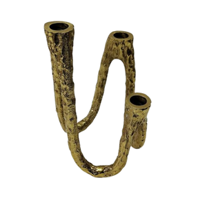 Bougeoir fait main en métal fini or décoration d'intérieur candélabre 3 étages bougeoirs de Noël en gros - Product Image 1