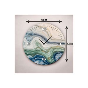 Colorful Marble Pattern 50cm Wooden Silent <b>Table</b> Wall <b>Clock</b> Number Gift <b>Table</b> <b>Top</b> Decorative Item - Product Image 2