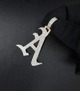 Pendentif unisexe en argent sterling 925 avec moissanite taille brillant, micro-incrustation rhodiée, plaqué or 14 carats, style hip-hop, idéal pour un cadeau - Product Image 1