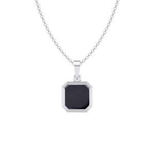 Compre un Collar con Colgante de Plata de Ley 925 para Hombre, Diseño Geométrico, Engaste de Bisel, Bañado en Rodio, Oro Rosa, Diamante, Circonita, Moderno - Product Image 1