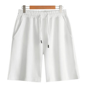 OEM Customized Logo Design men's couple style milk silk 260 grams straight pants casual loose solid color summer shorts - Product Image 6