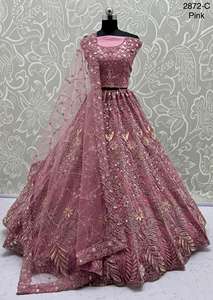 Ropa DE BODA étnica de alta calidad Red pesada con bordado Lehenga Choli Mujer Moda Fabricante de India - Product Image 4