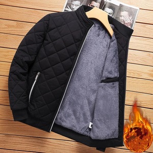 Chaqueta Bomber de otoño e invierno para hombre, chaqueta informal con forro polar con patrón de diamantes, ropa de moda para hombre, abrigo ajustado a estrenar 2023 - Product Image 5