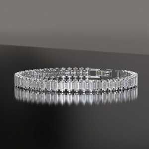 Luxueux élégant taille émeraude Moissanite diamant Tennis Bracelet 925 argent Sterling Fine String Hip Hop Style bijoux de luxe - Product Image 2