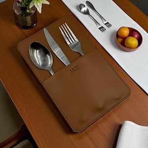 Porta Cubiertos de Cuero Genuino Plegable, Ecológico y de Lujo, Hecho a Mano, para Organizar la Vajilla de Restaurante, LCH-0033 - Product Image 4